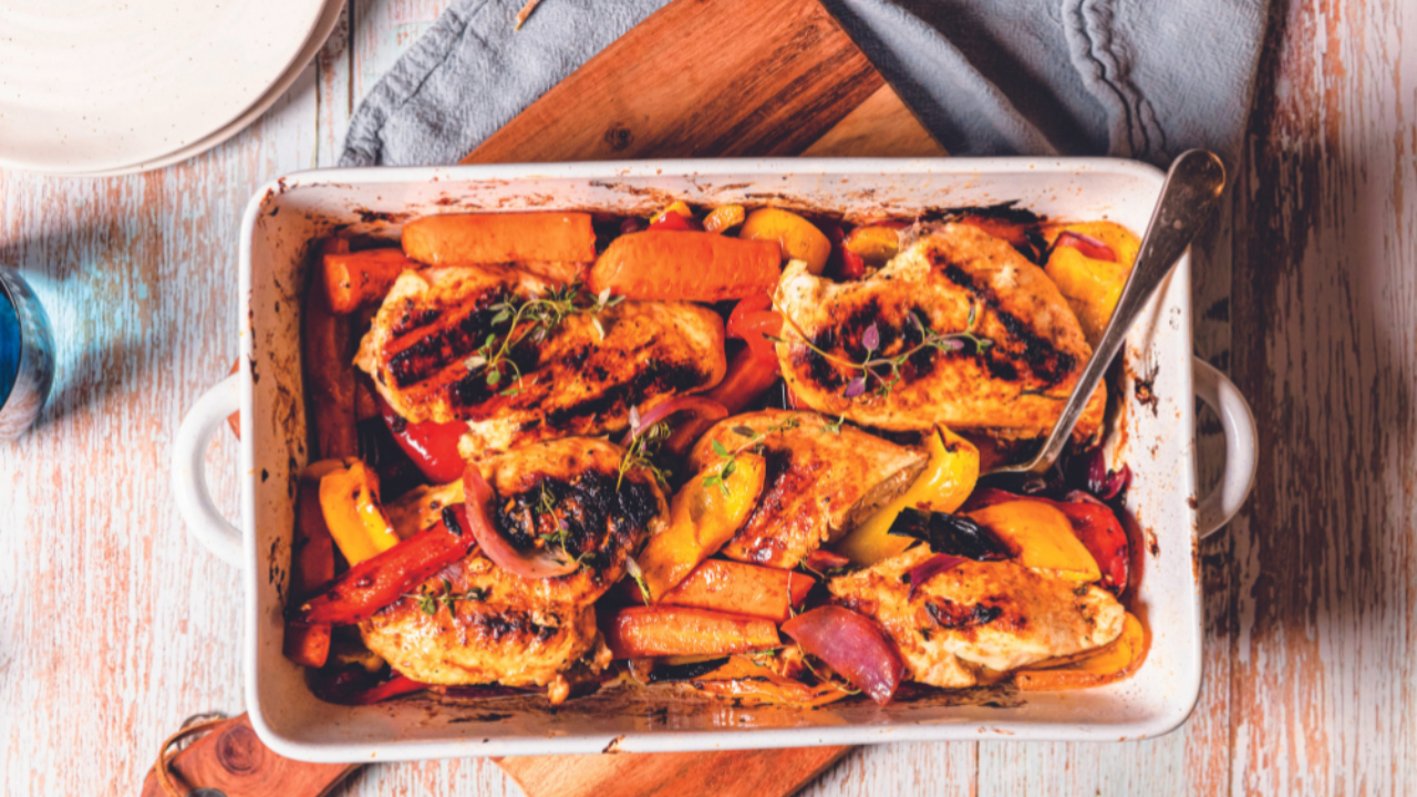 1. Lemon Herb Chicken with Roasted Vegetables