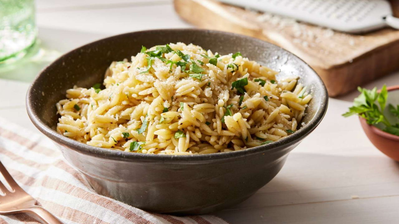 9. Creamy Garlic Parmesan Orzo