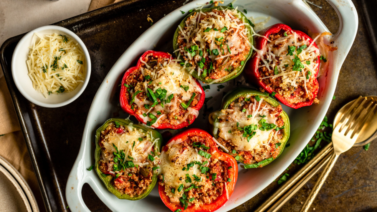 5. Turkey & Spinach Stuffed Peppers
