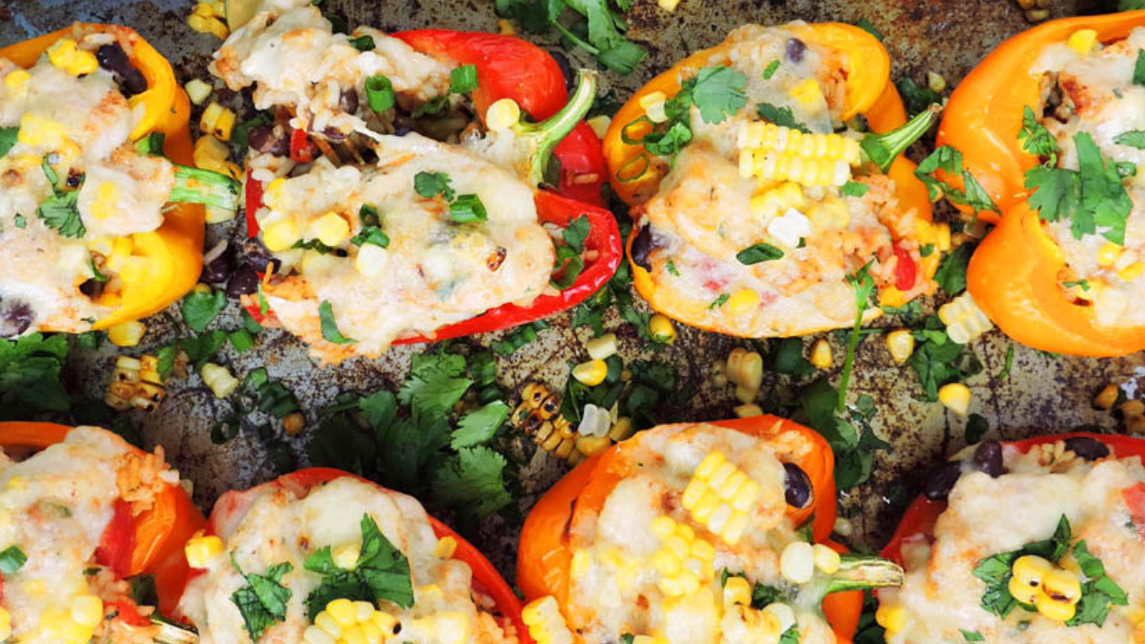 6. Stuffed Bell Peppers with Chicken & Rice