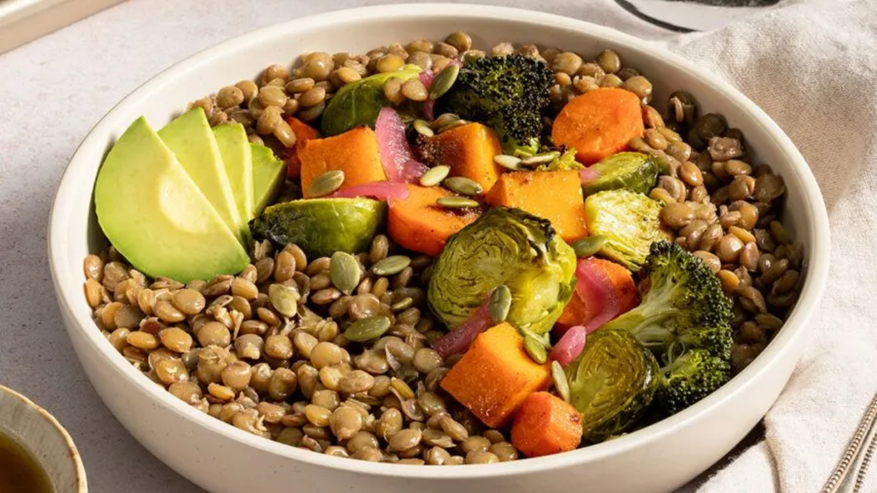 10. Lentil & Grilled Veggie Bowl