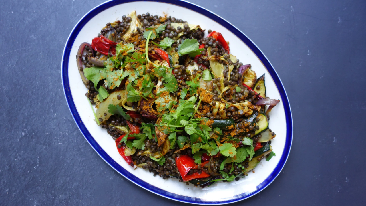 7. Lentil & Roasted Vegetable Salad