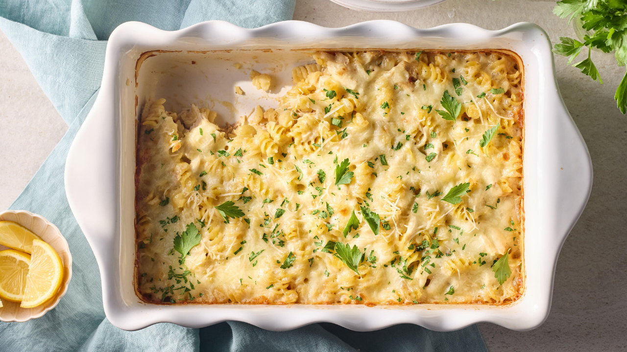 8. Baked Chicken Alfredo Casserole