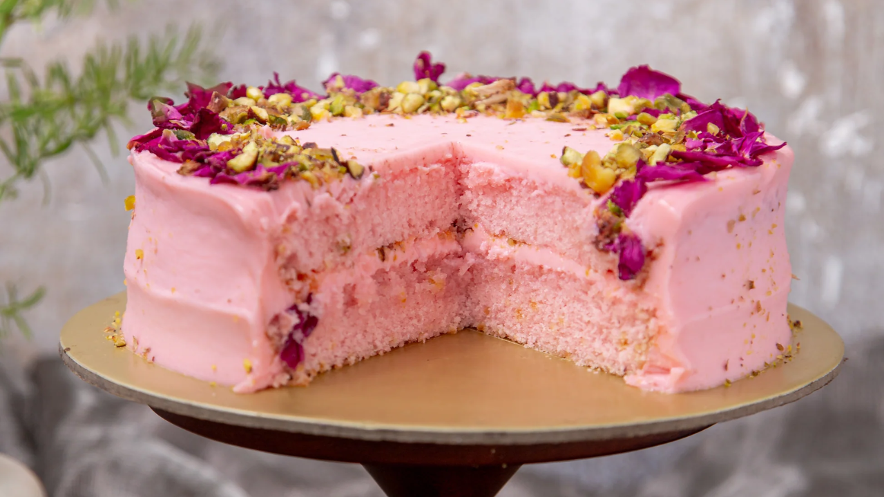 1. Pistachio Rose Milk Cake