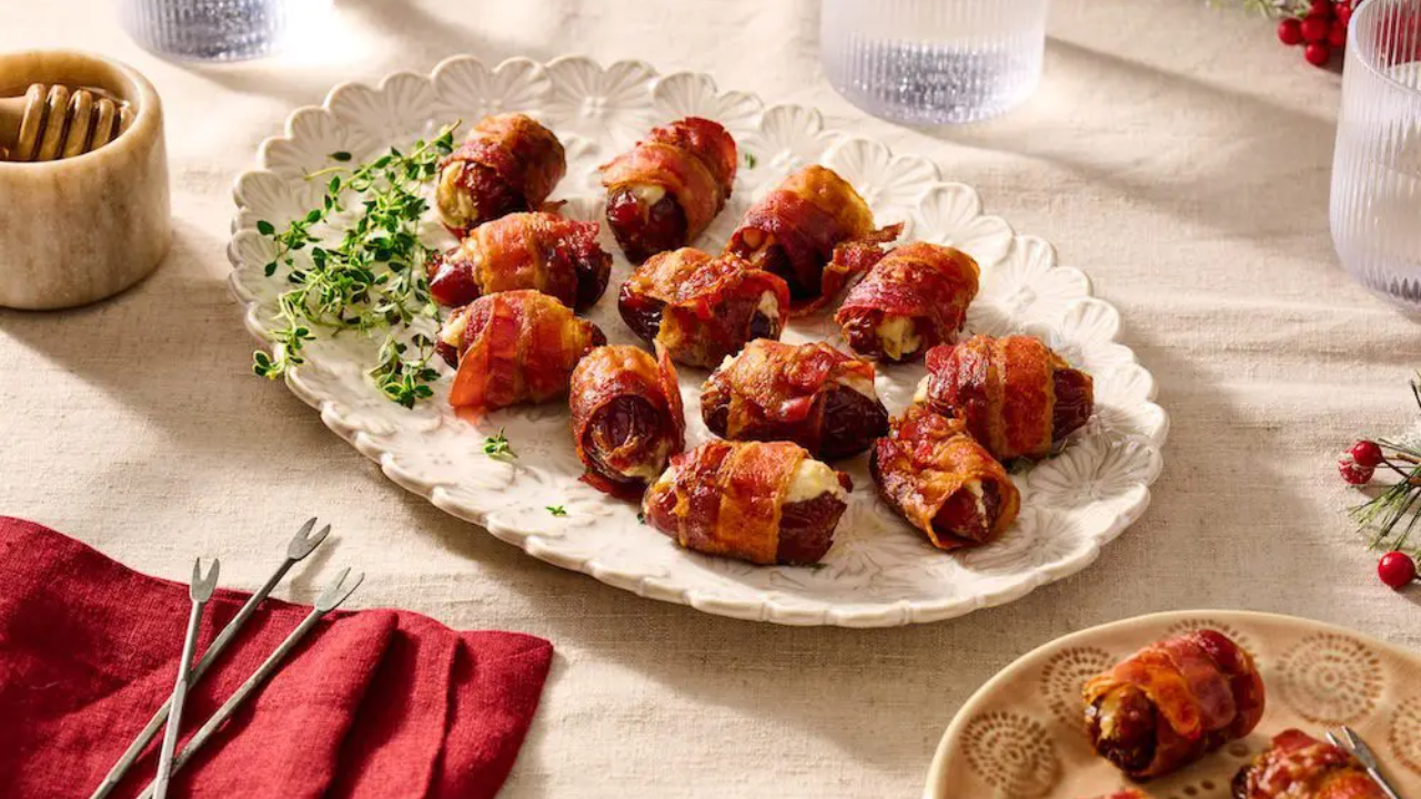 7. Bacon-Wrapped Dates with Goat Cheese