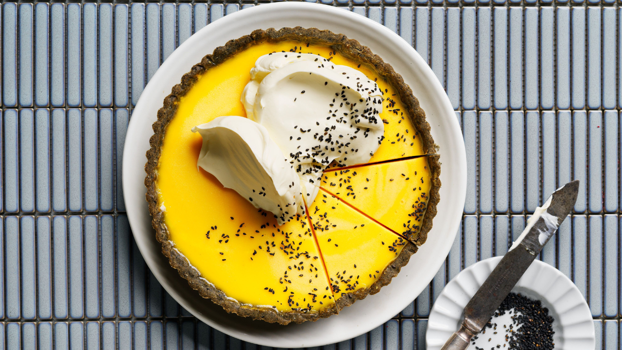 7. Black Sesame Tart with Yuzu Curd