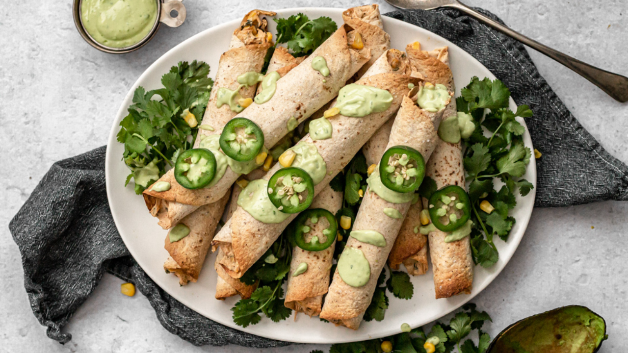 8. Chicken Taquitos with Avocado Crema