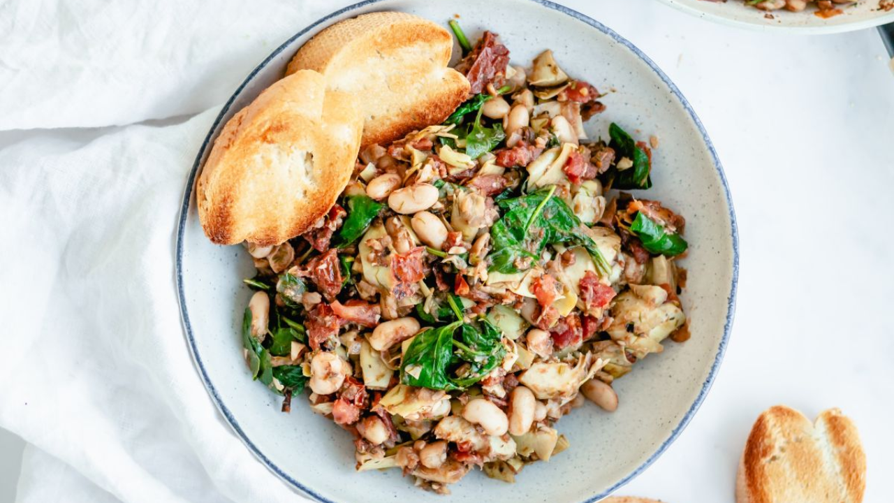 12. Creamy Tuscan White Bean Skillet