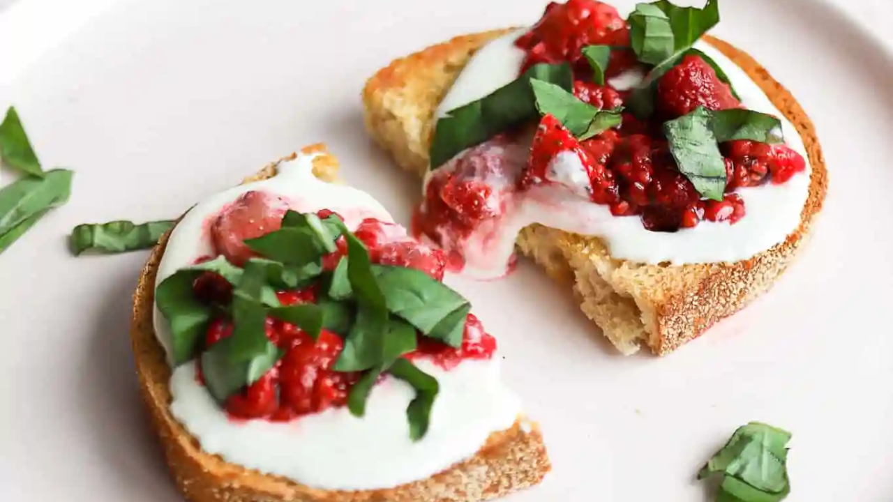 1. Whipped Feta and Roasted Strawberry Toast