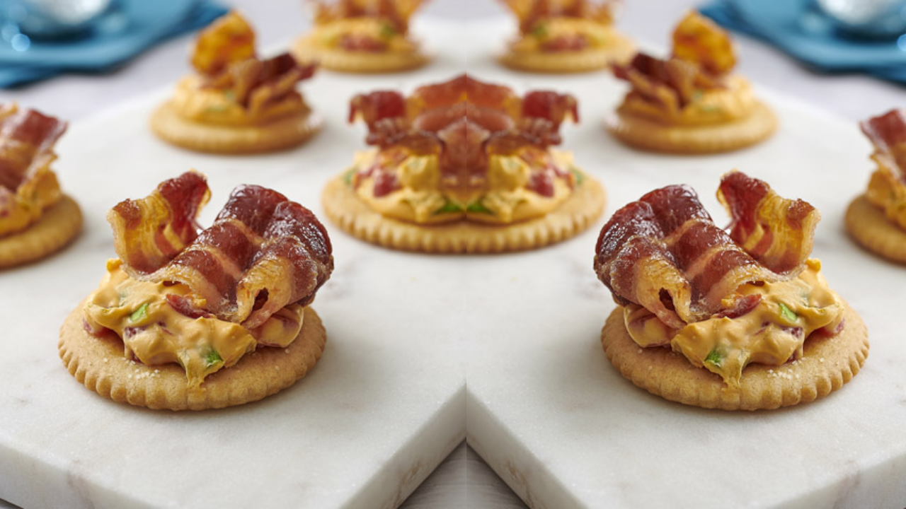 6. Ritz Crackers with Whipped Honey Ricotta and Bacon