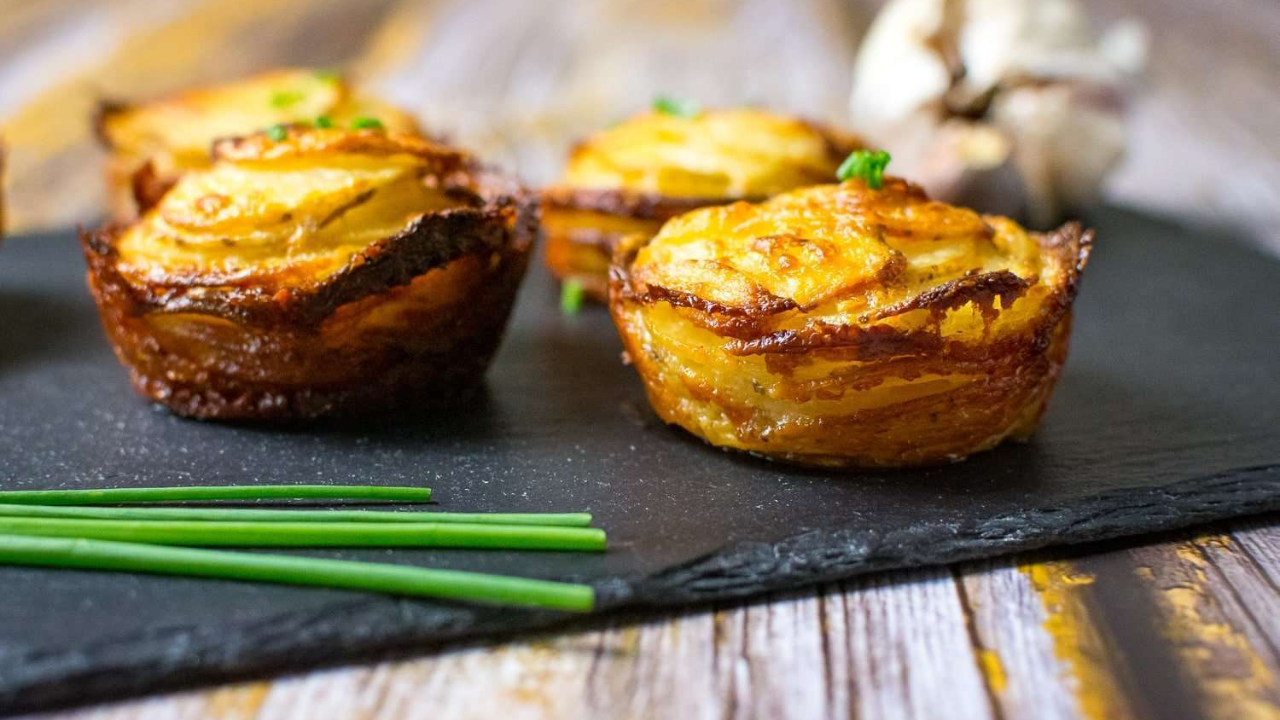 9. Cheesy Mini Potato Gratin Stacks (Muffin Tin)