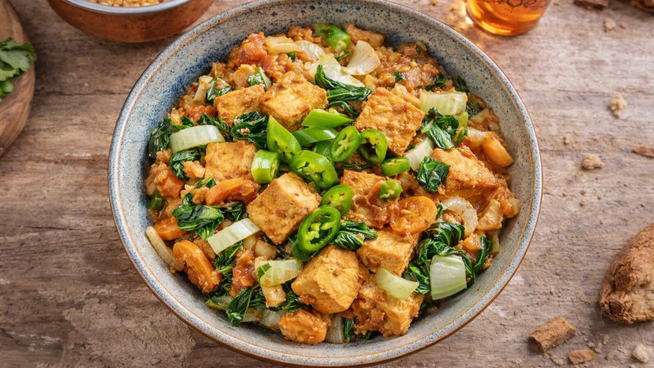 14. High-Fibre Red Lentil & Split Pea Dal with Tikka Tofu
