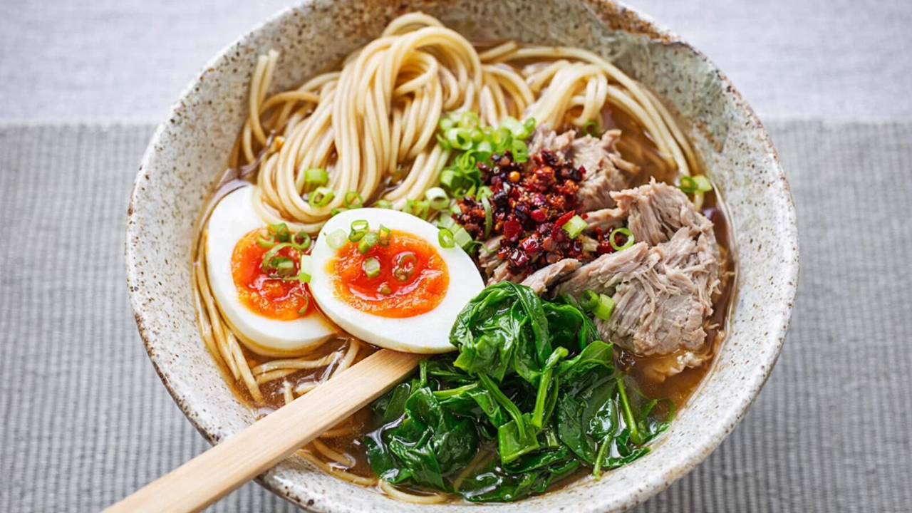 11. Homemade Chicken Bone Broth Ramen Bowl