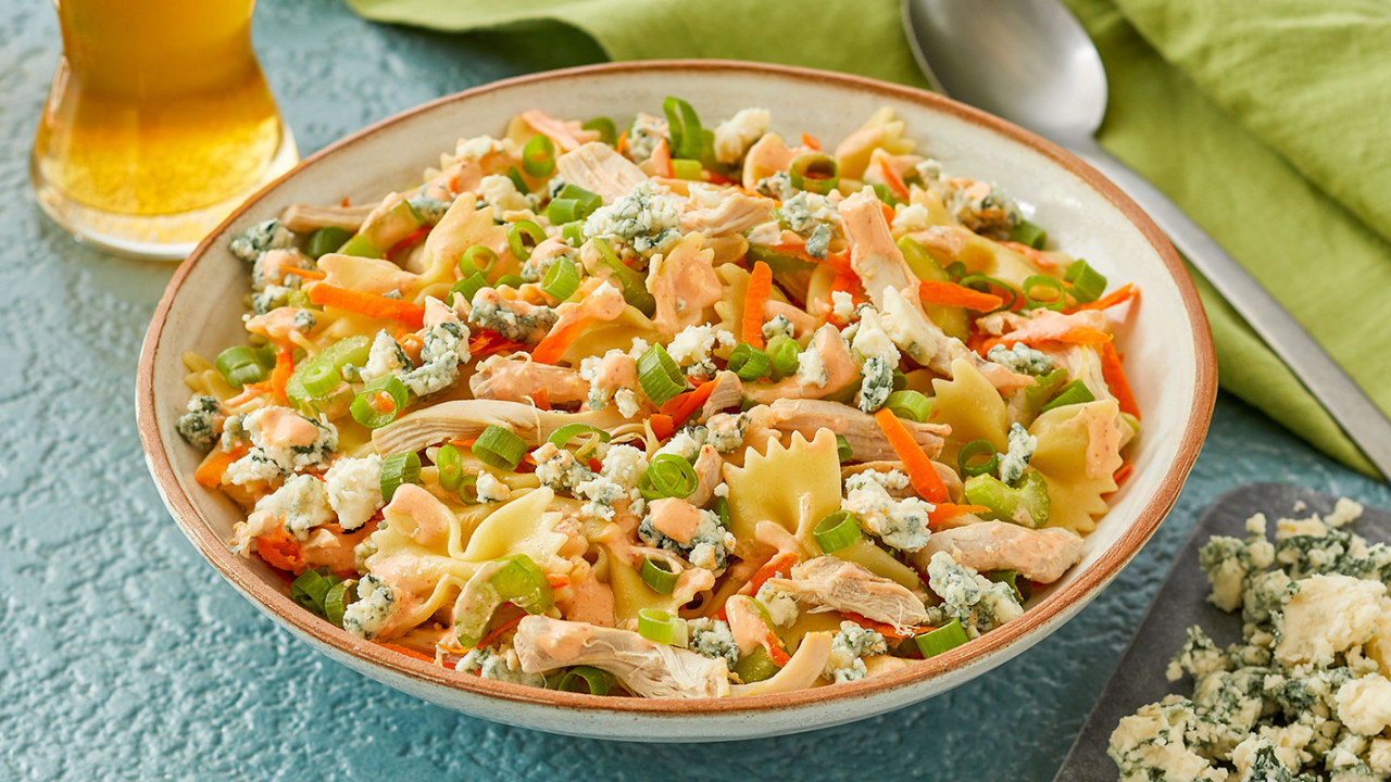 8. Buffalo Chicken Pasta Salad
