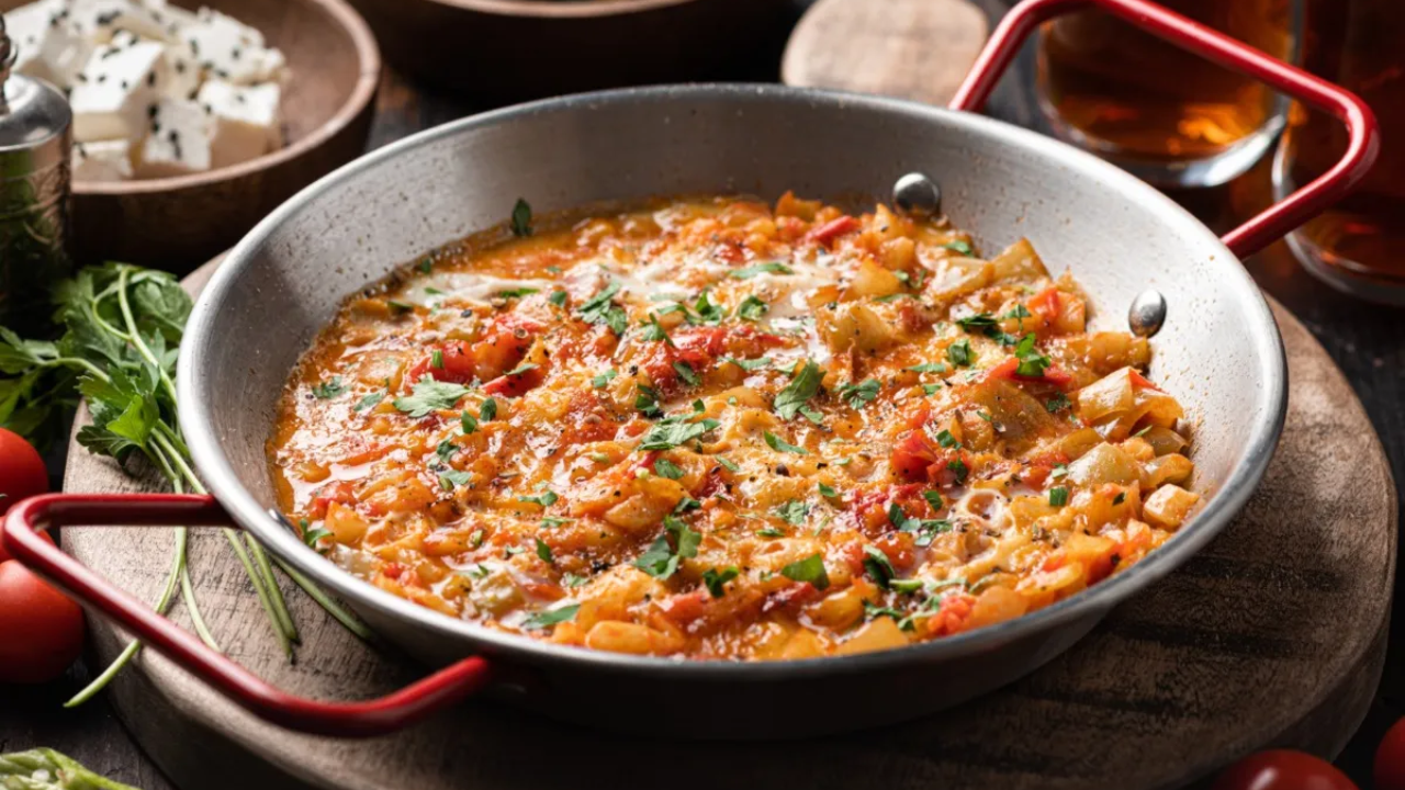 2. Rustic Turkish-Style Pepper & Tomato Scrambled Eggs