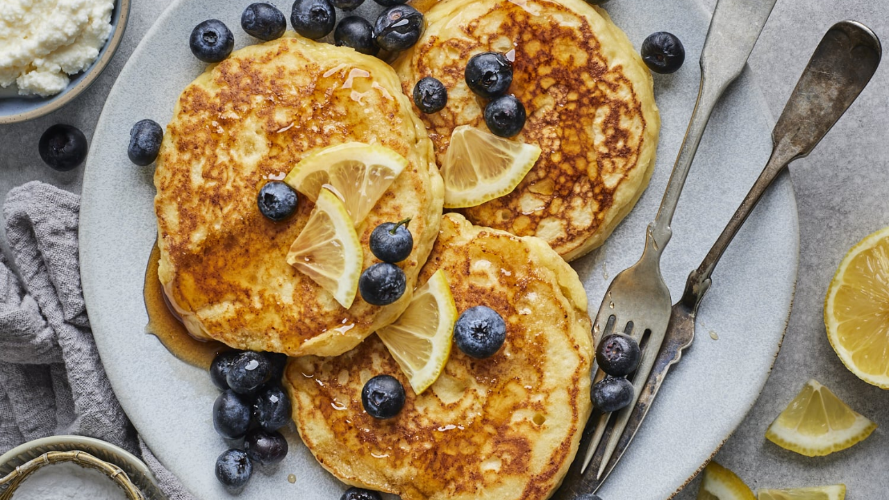 17. Ricotta Orange Blueberry Pancakes