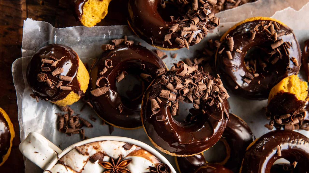 3. Oven-Baked Chocolate Glazed Breakfast Donuts