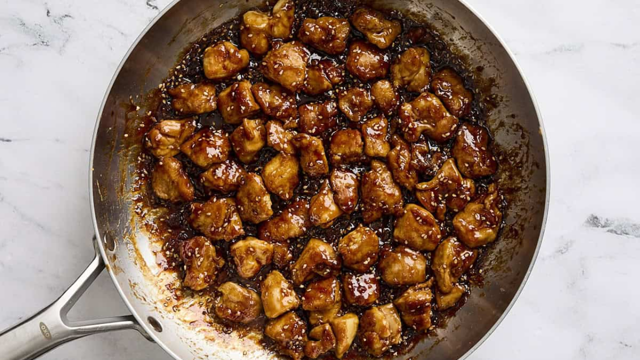 9. Creamy One-Pan Spicy Sesame Chicken