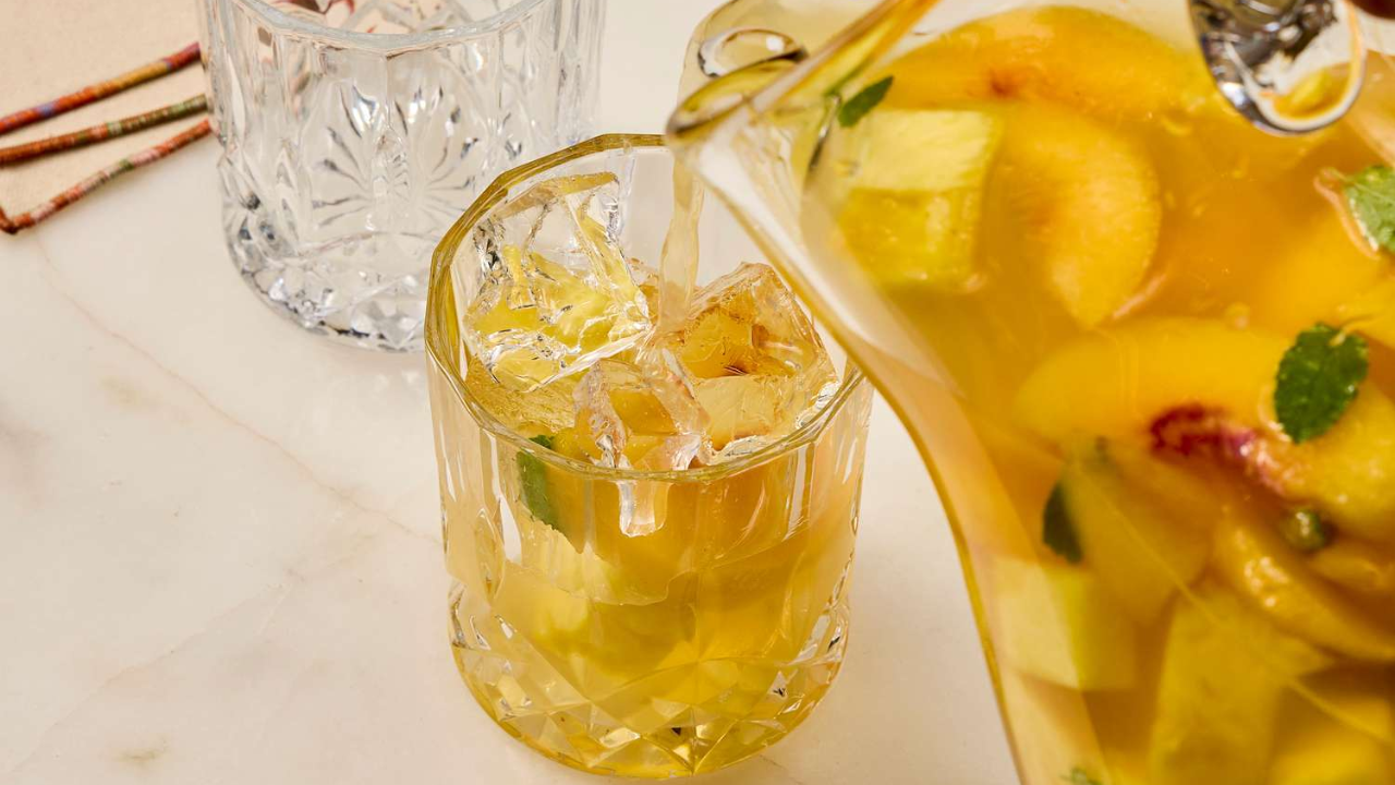3. Naturally Sweet Peach-Pineapple Glow Mocktail