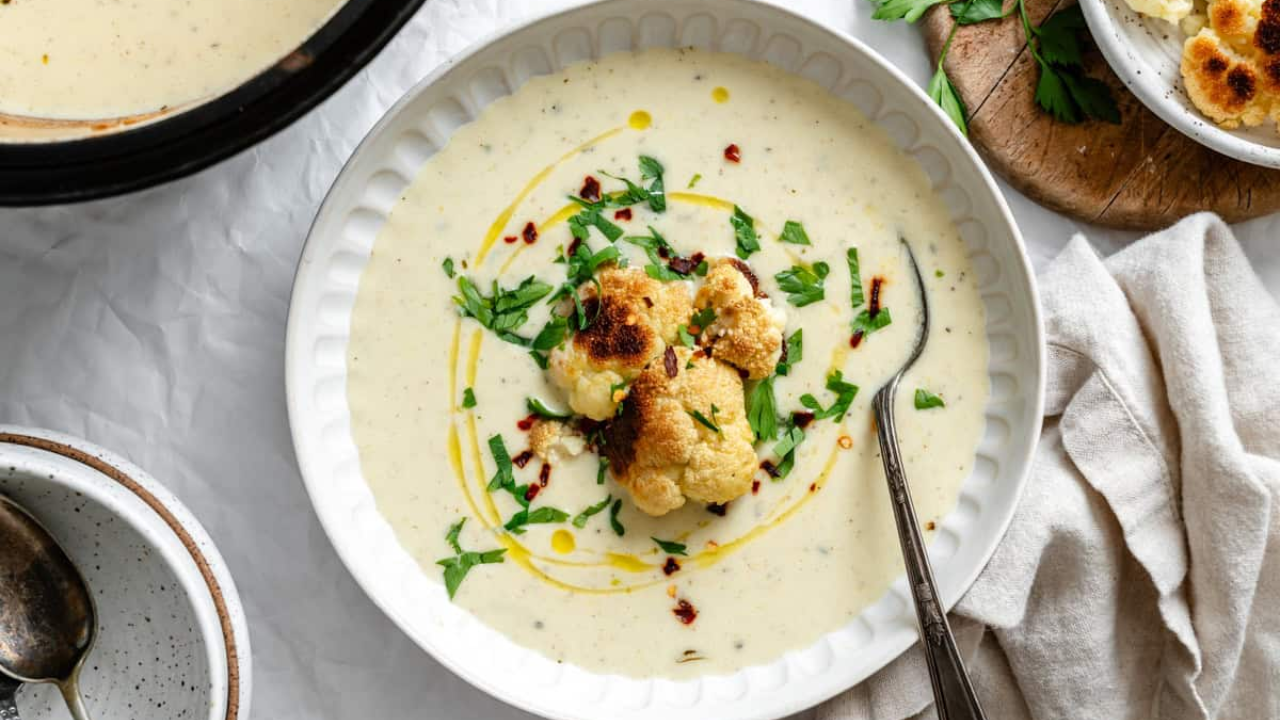 3. Roasted Cauliflower Soup with Caramelized Onions