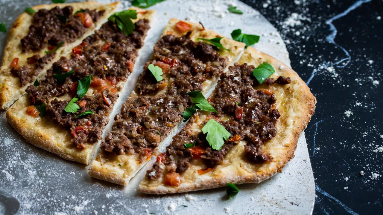 9. Lahm Bi Ajeen (Spiced Beef Flatbread)