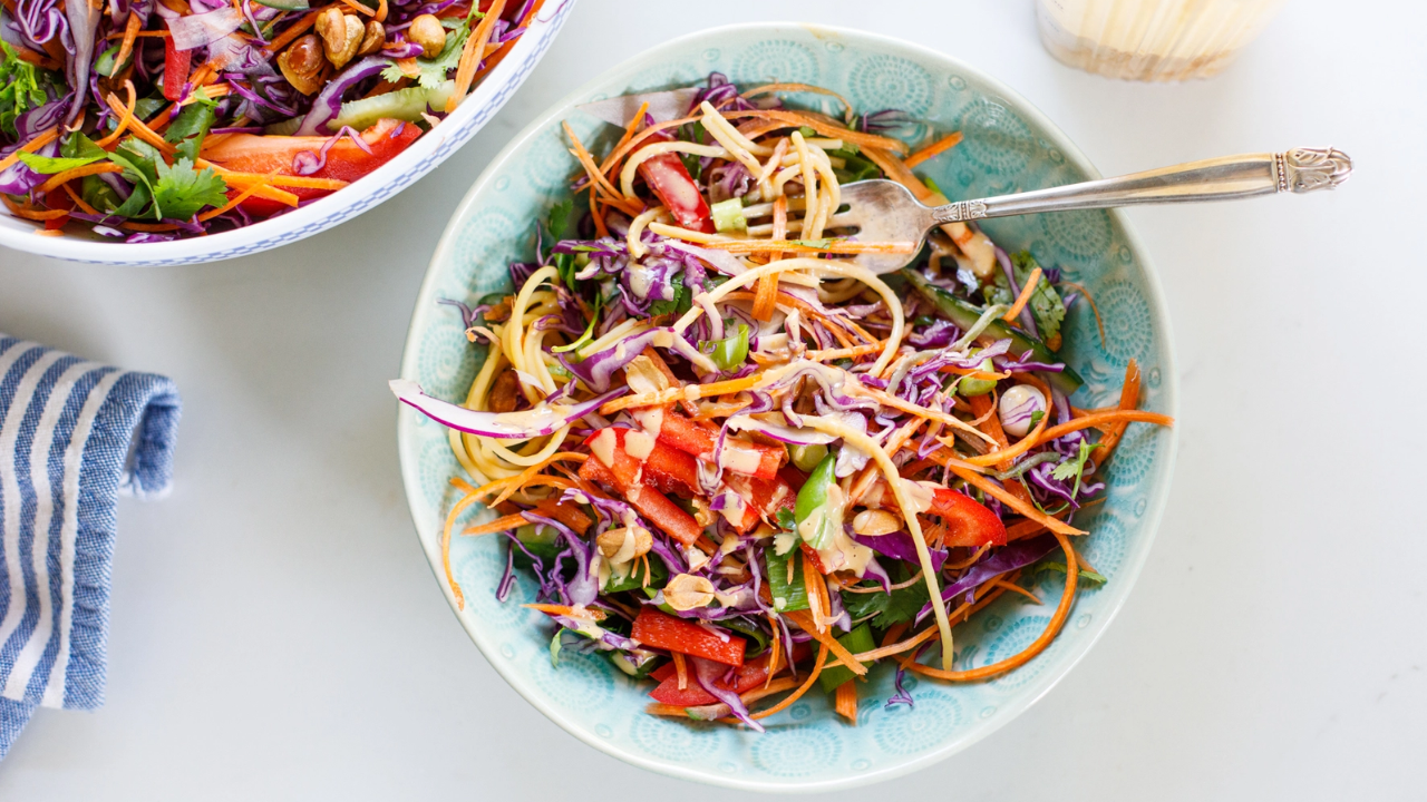 13. Rainbow Veggie Noodle Salad