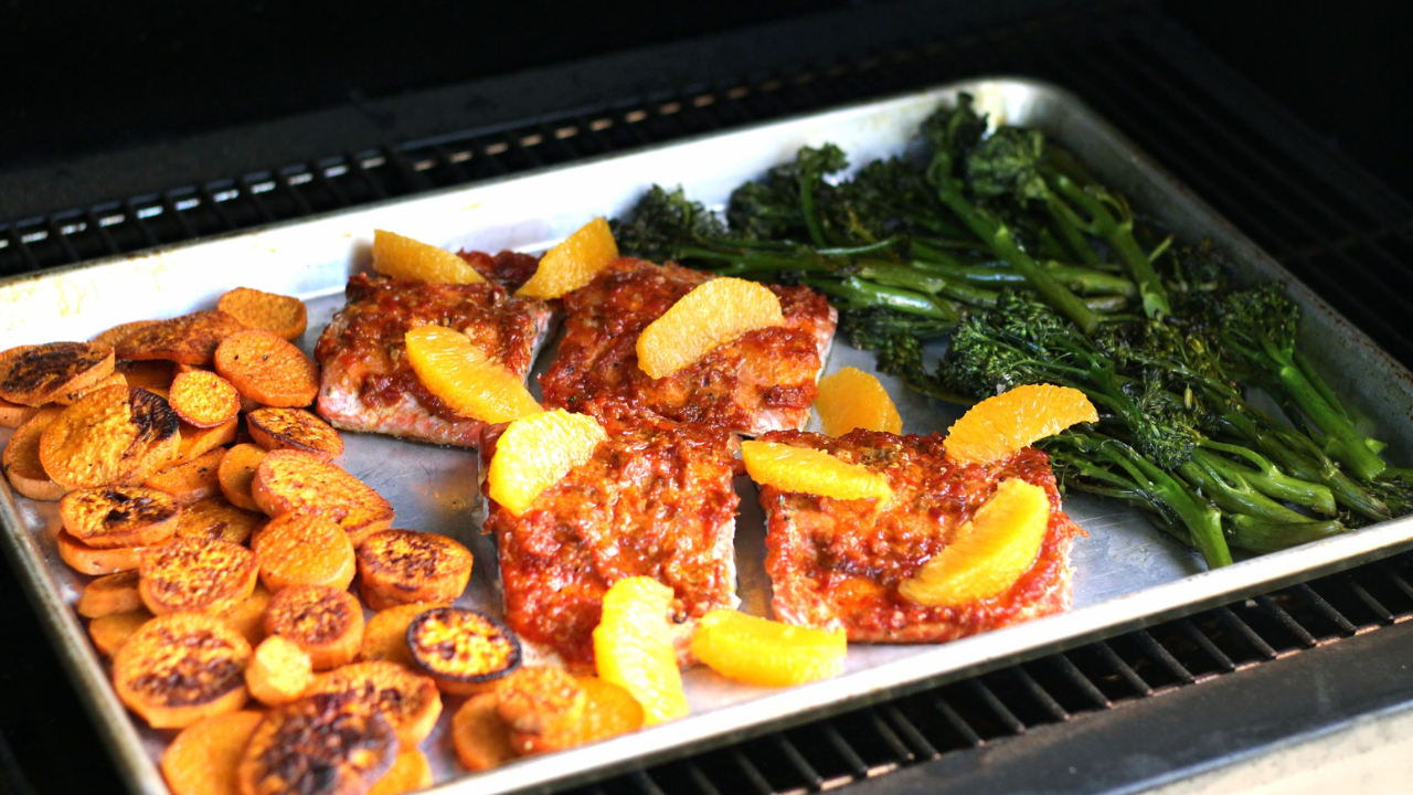 10. One-Pan Harissa Orange Chicken and Broccoli