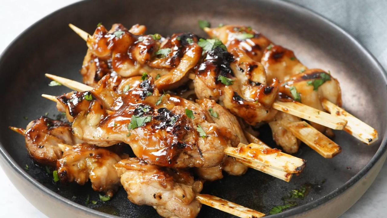 5. Air-Fried Bourbon Chicken Skewers